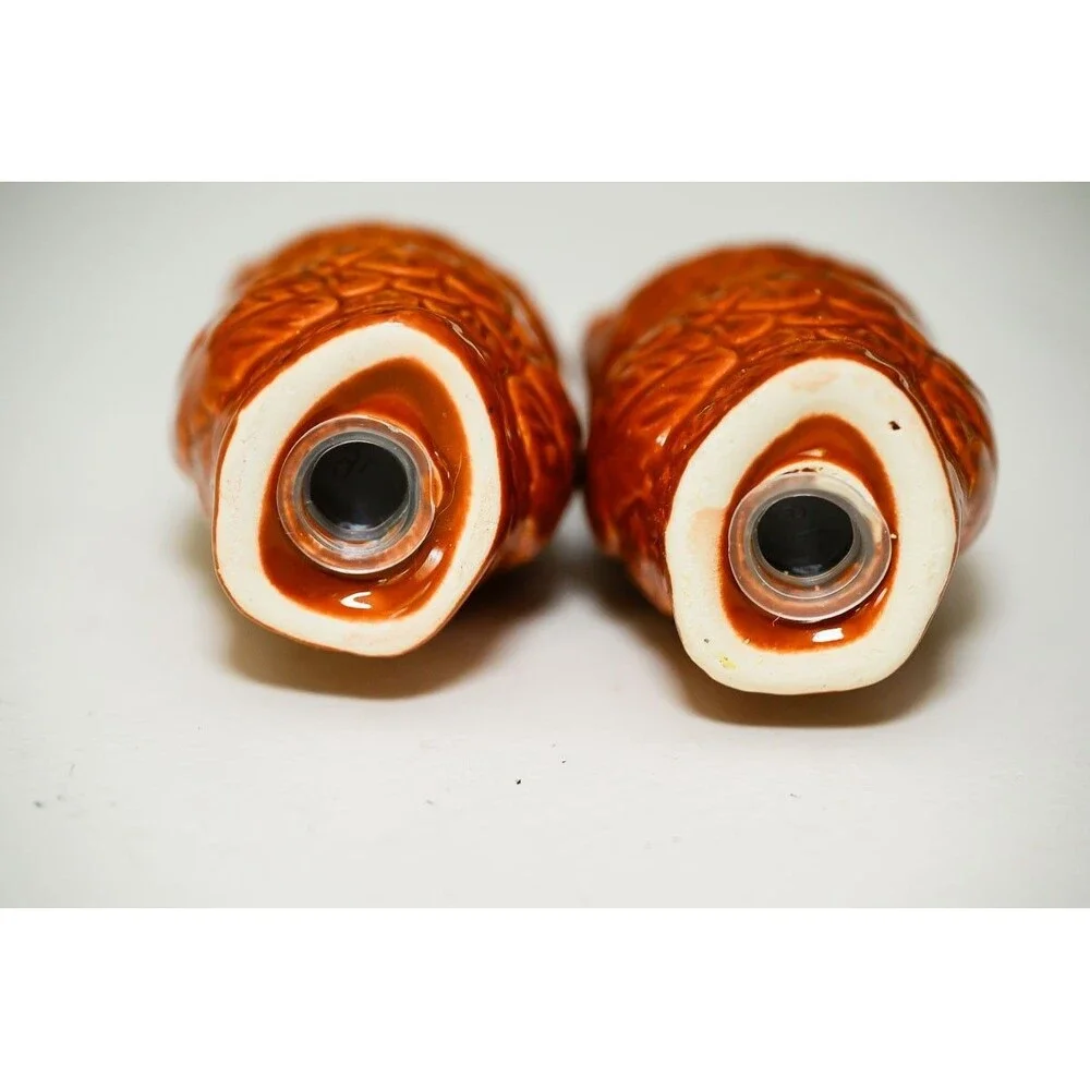 Owl salt and Pepper Shakers Vintage brown Small